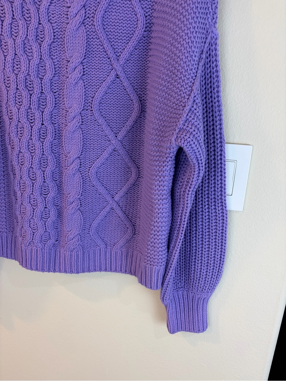 Free People Dream Cable Crew Sweater XS Purple NWT - Picture 2 of 10
